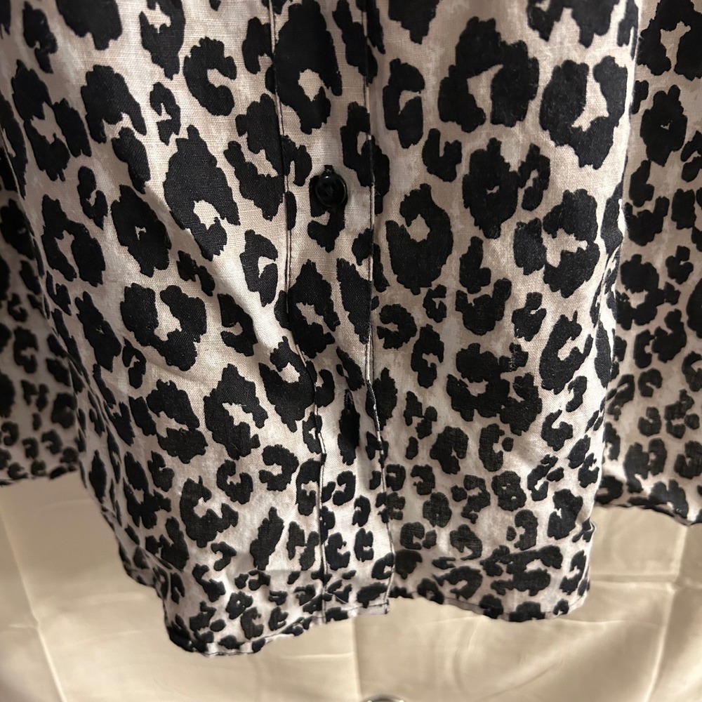 Kim Rogers Womens 100% Linen Leopard Print Top #1694*10 - Picture 7 of 7